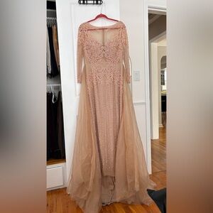 Elegant Pink Embroidered Evening Gown